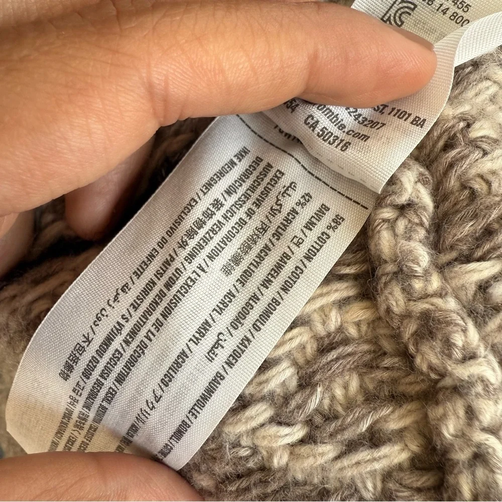 Abercrombie & Fitch Tan Open Cardigan Cozy Knit with Pockets Cotton Acrylic - Picture 4 of 5